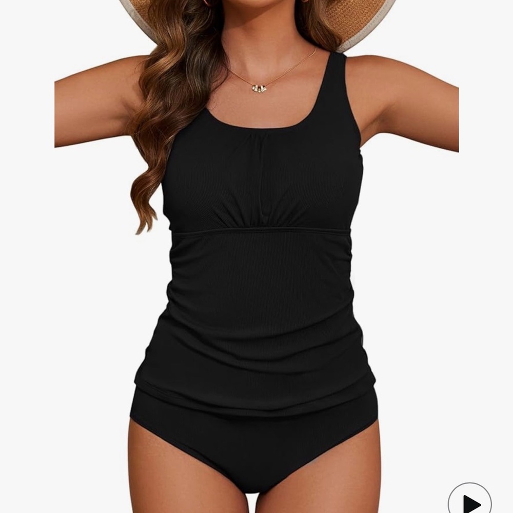 Black Two Piece Tankini Swimwear